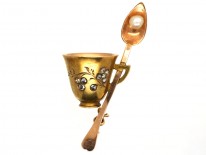 Edwardian 18ct Gold Cup & Spoon Brooch