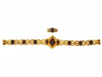 Victorian 15ct Gold & Cabochon Garnet Bracelet in Original Case