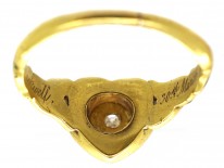 18ct Gold Red & Green Enamel & Diamond Heart Shaped Ring
