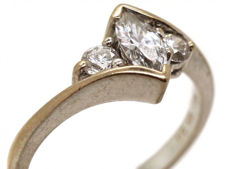18ct White Gold & Marquise Diamond Ring