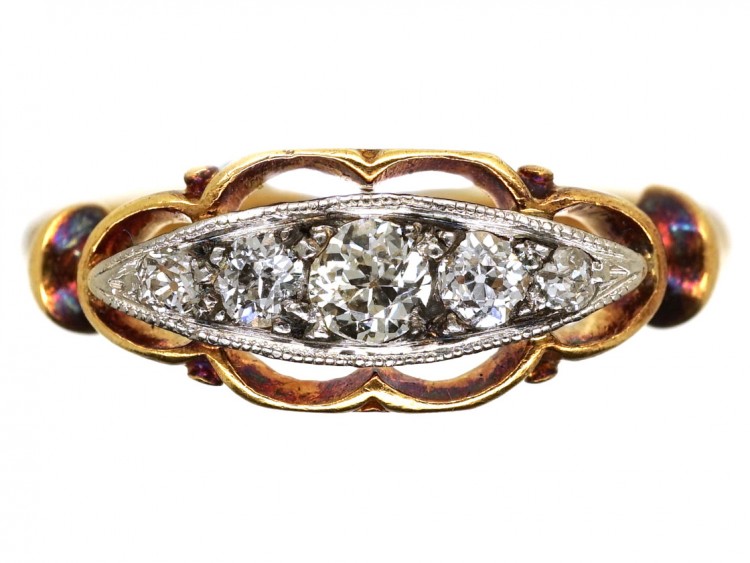 Edwardian 18ct Gold & Five Stone Diamond Ring