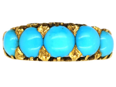 Victorian 18ct Gold Five Stone Turquoise Ring