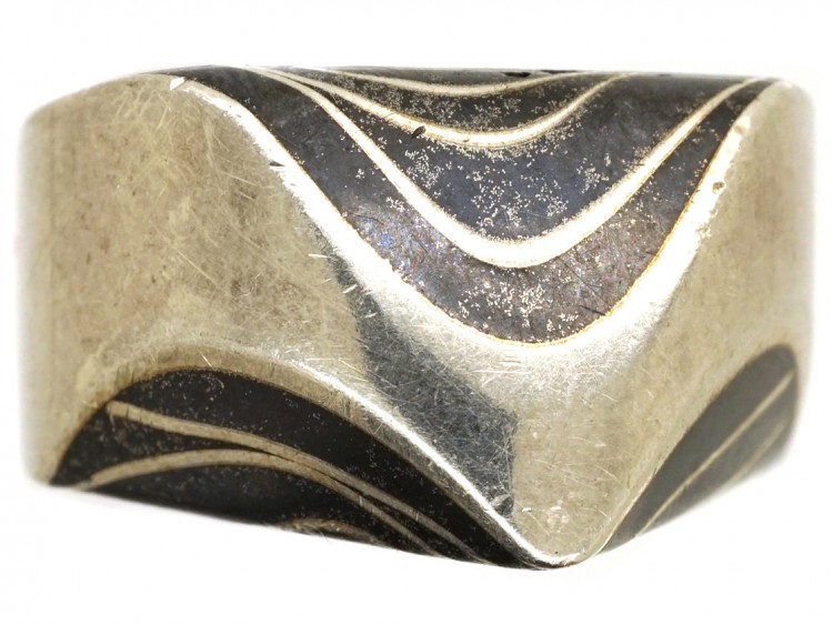 German Art Deco Silver & Niello Ring