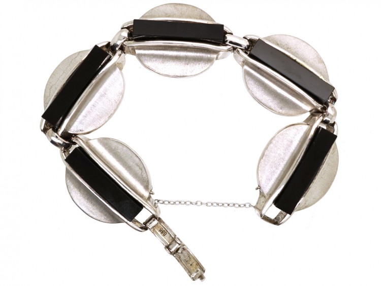 1960s Onyx & Silver Bracelet