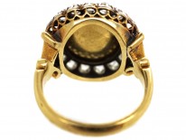 Edwardian 18ct Gold, Large Opal & Rose Diamond Cluster Ring