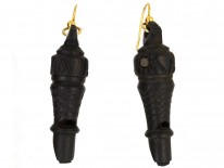 Victorian Bog Oak & Stanhope Whistle Drop Earrings