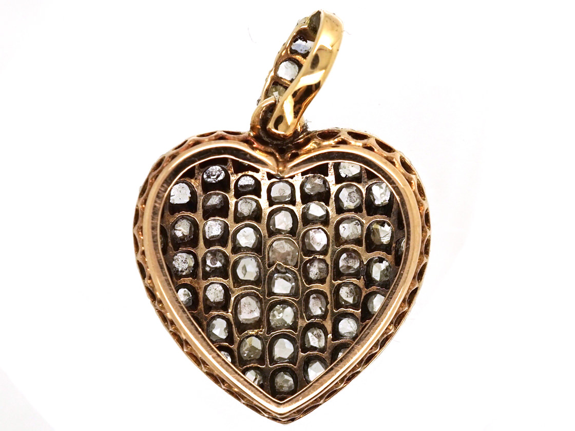 Edwardian Rose Diamond Heart Pendant (739h) 