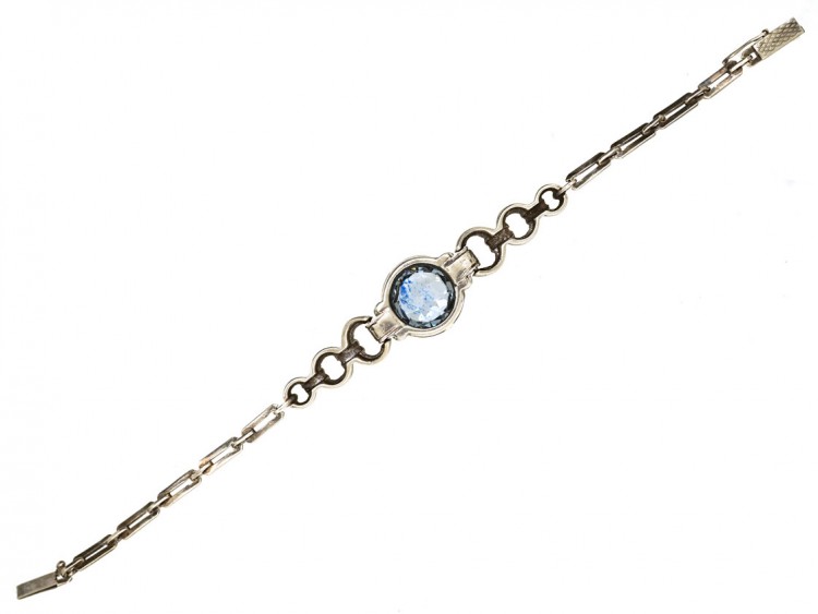 Art Deco Silver & Synthetic Blue Spinel Bracelet
