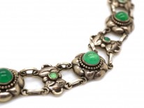 Danish Arts & Crafts Silver & Green Chalcedony Necklace by R.B. Halvordersen