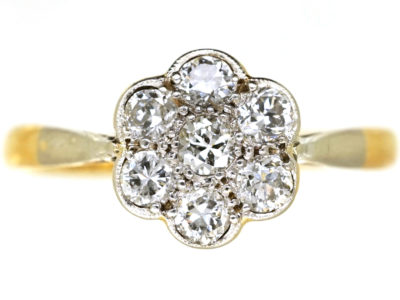Edwardian 18ct Gold & Platinum, Diamond Cluster Ring