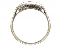 Art Deco 18ct Gold & Platinum, Emerald & Diamond Five Stone Ring