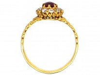 Art Nouveau 18ct Gold Ruby & Diamond Cluster Ring