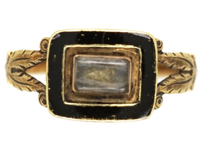 Georgian 9ct Gold & Black Enamel Memorial Ring