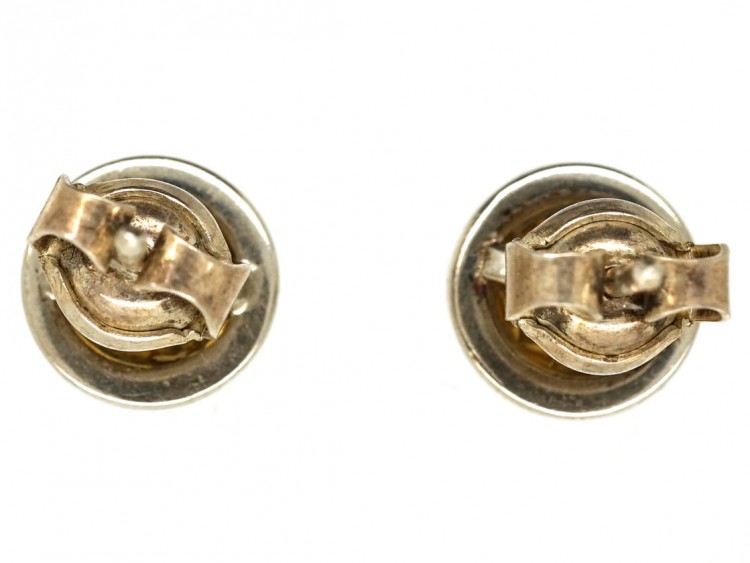 Art Deco Silver & Citrine Round Earrings