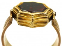 Victorian 15ct Gold & Bloodstone & Chalcedony Swivel Signet Ring