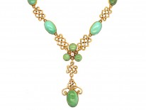 18ct Gold Arts & Crafts Necklace Set With Turquoise & a Diamond