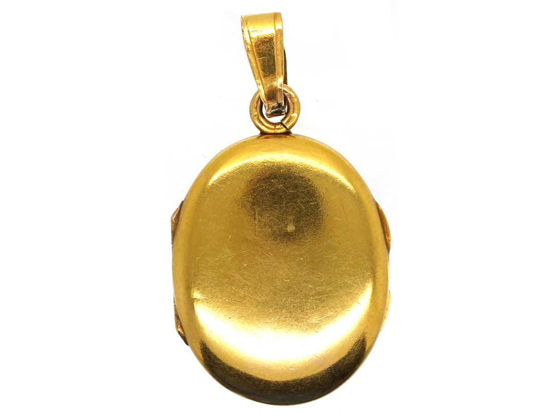 Victorian 18ct Gold Oval Locket Set With a Diamond (593H) | The Antique ...