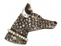 Edwardian Rose Diamond & Seed Pearl Dog Brooch