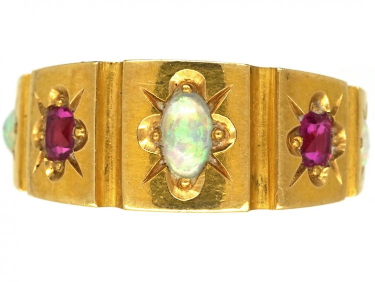 Victorian 18ct Gold Opal & Ruby Ring