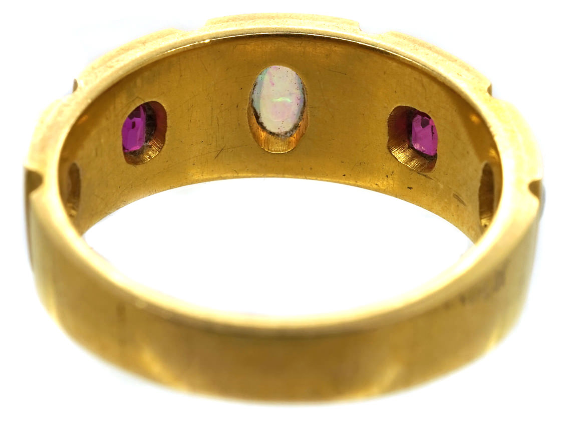 Victorian 18ct Gold Opal & Ruby Ring (753H) | The Antique Jewellery Company