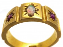 Victorian 18ct Gold Opal & Ruby Ring