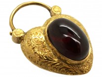 Large 15ct Gold Early Victorian Heart Shaped Padlock Set With A Cabochon Garnet
