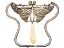 Large Silver Egyptian Revival Necklace