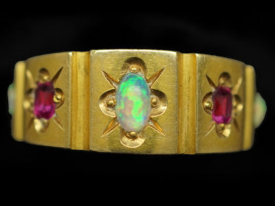 Victorian 18ct Gold Opal & Ruby Ring