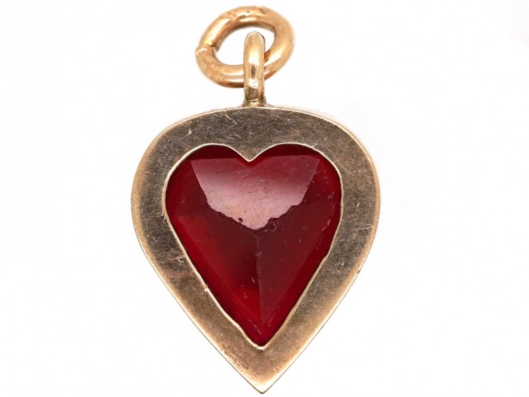 Edwardian 9ct Gold & Garnet Heart Pendant