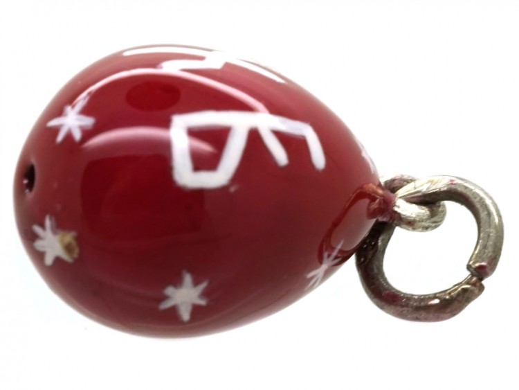 Easter Greetings Russian Silver Egg Charm
