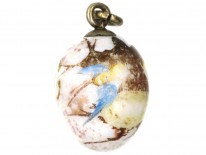 Porcelain Egg Charm With Swallows Motif