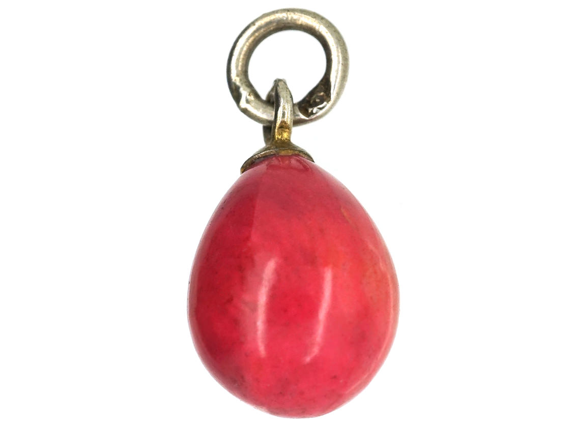 Russian Silver & Red Stone Egg (910H) | The Antique Jewellery Company