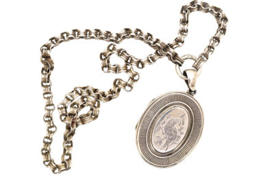 Victorian Oval Silver Bird Motif Locket on The Original Silver Chain