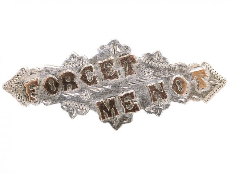 Edwardian Silver & Gold Overlay Forget Me Not Brooch