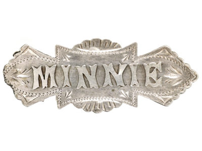 Edwardian Silver Name Brooch Minnie