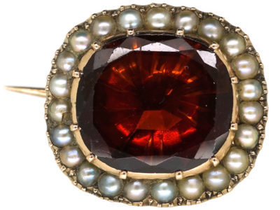 Georgian 9ct Gold & Flat Cut Garnet Lace Brooch