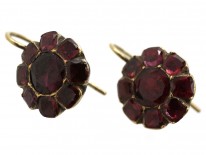 Georgian Flat Cut Garnet Round Earrings