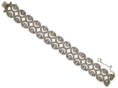 Art Deco Silver & Marcasite Figure of Eight Design Bracelet