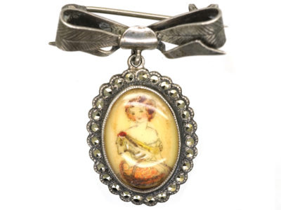 Silver & Marcasite Miniature Brooch With Bow Top