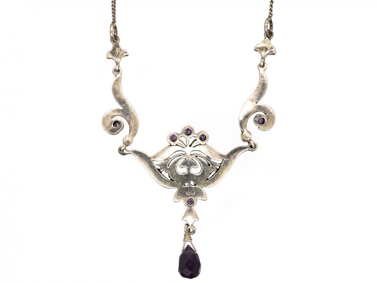 Silver, Marcasite & Amethyst Necklace