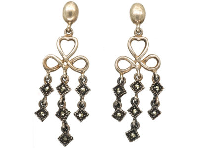 Silver & Marcasite Triple Drop Earrings