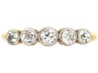 Edwardian 18ct Gold, Platinum & Five Stone Diamond Ring