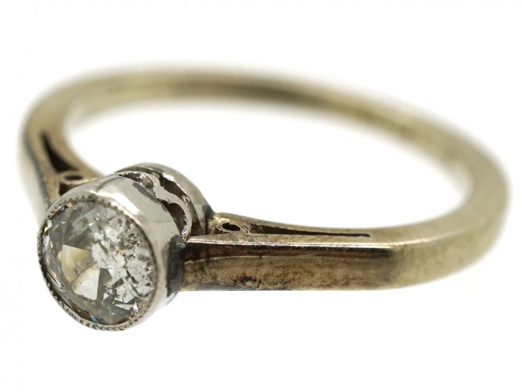 Art Deco 18ct White Gold & Platinum Solitaire Diamond Ring