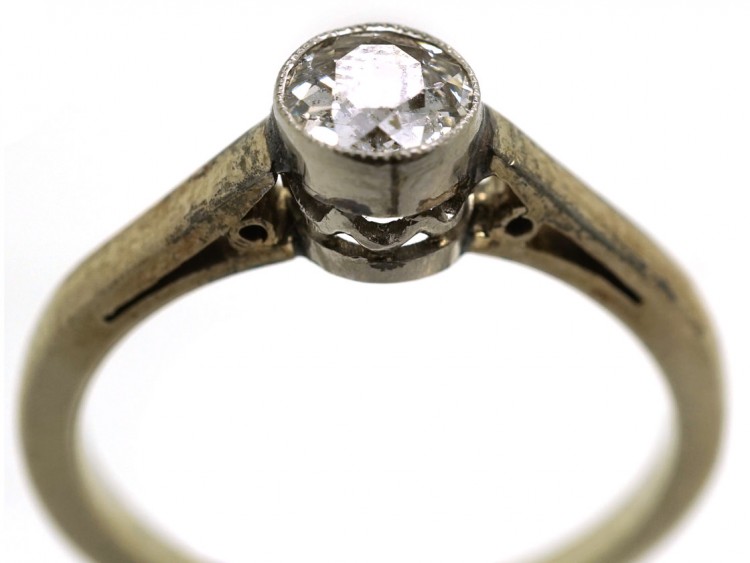 Art Deco 18ct White Gold & Platinum Solitaire Diamond Ring