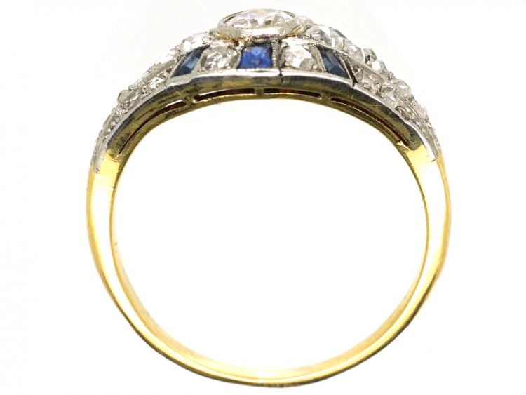 French Art Deco Sapphire & Diamond Ring