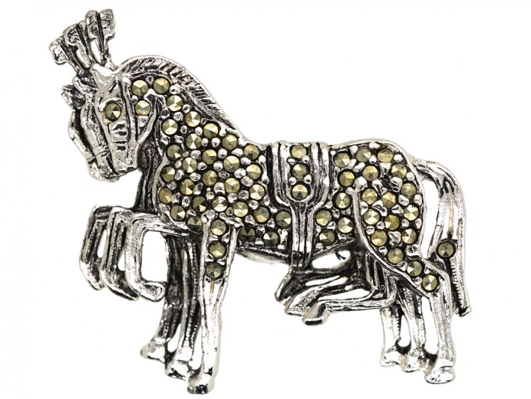 Silver & Marcasite Three Circus Horse's Brooch