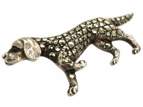 Silver & Marcasite Hunting Dog Brooch