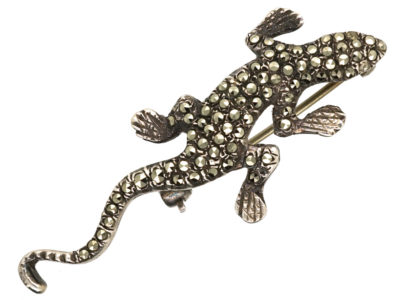 Silver & Marcasite Lizard Brooch