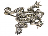 Silver & Marcasite Frog Brooch
