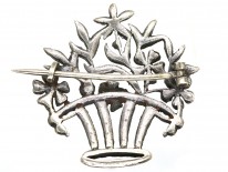 Silver, Paste & Marcasite Flower Basket Brooch